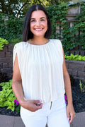 Sleeveless Woven Top w/ Lace