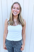 Sleeveless Draped Knit Top w/ Shoulder Pad